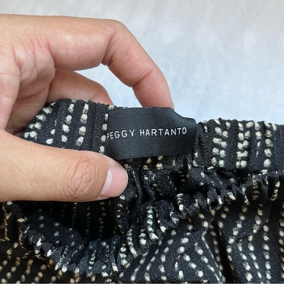 PEGGY HARTANTO black dot print elastic waist tapered leg cropped pants - Picture 5 of 7